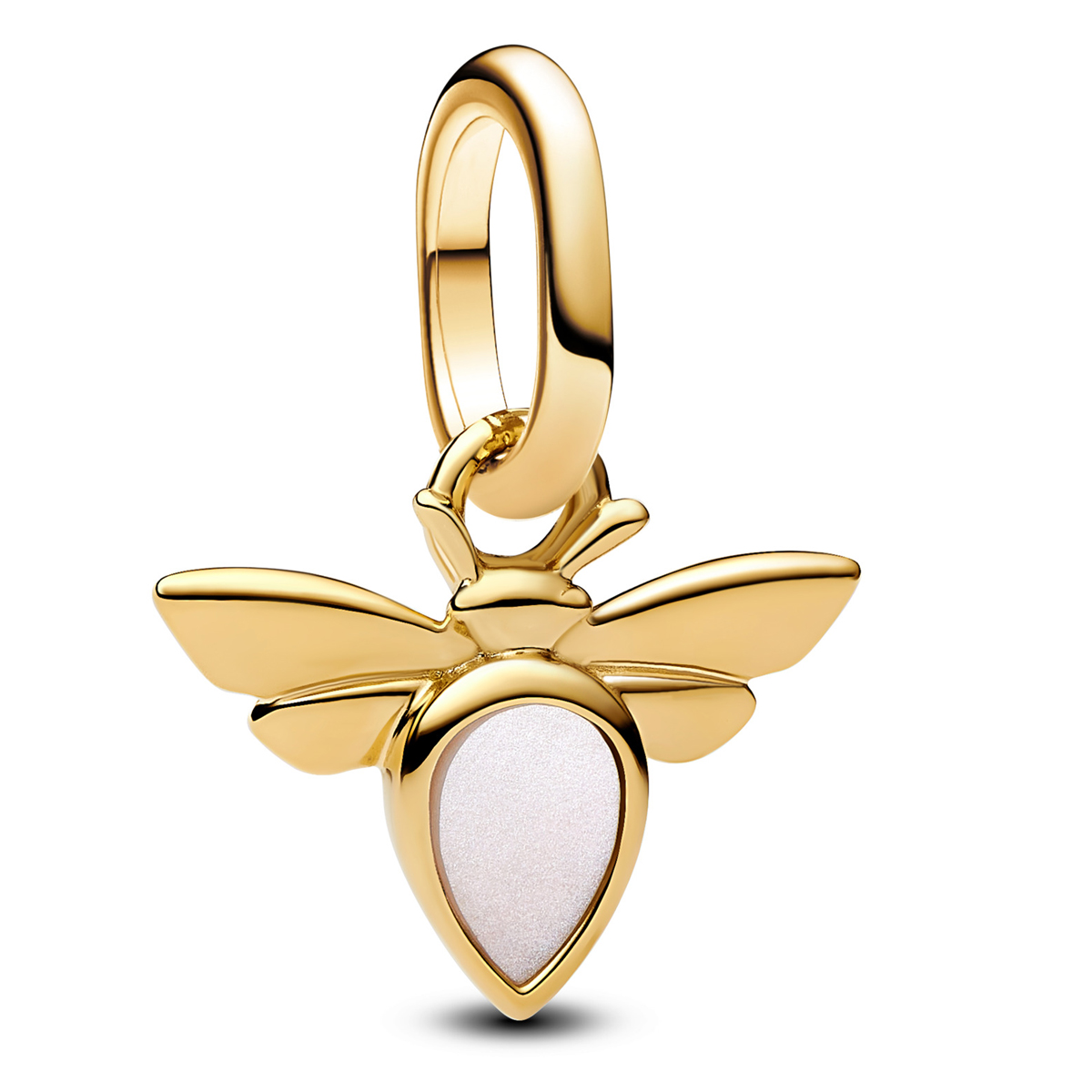 Weiße Biene PANDORA SHINE Mini-Charm-Anhänger 14 Karat Vergoldung 763826C01