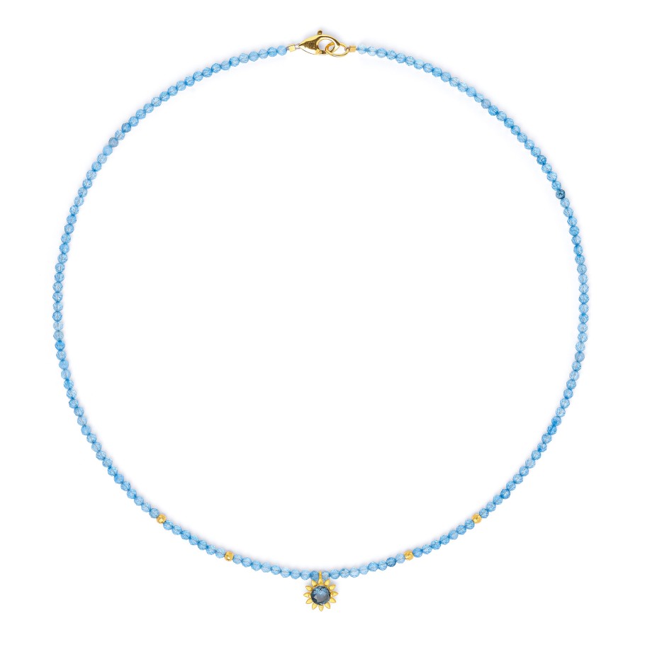 BERND WOLF Solena Halskette mit London Blue Topas aus 585er Gelbgold – 8161011125-043