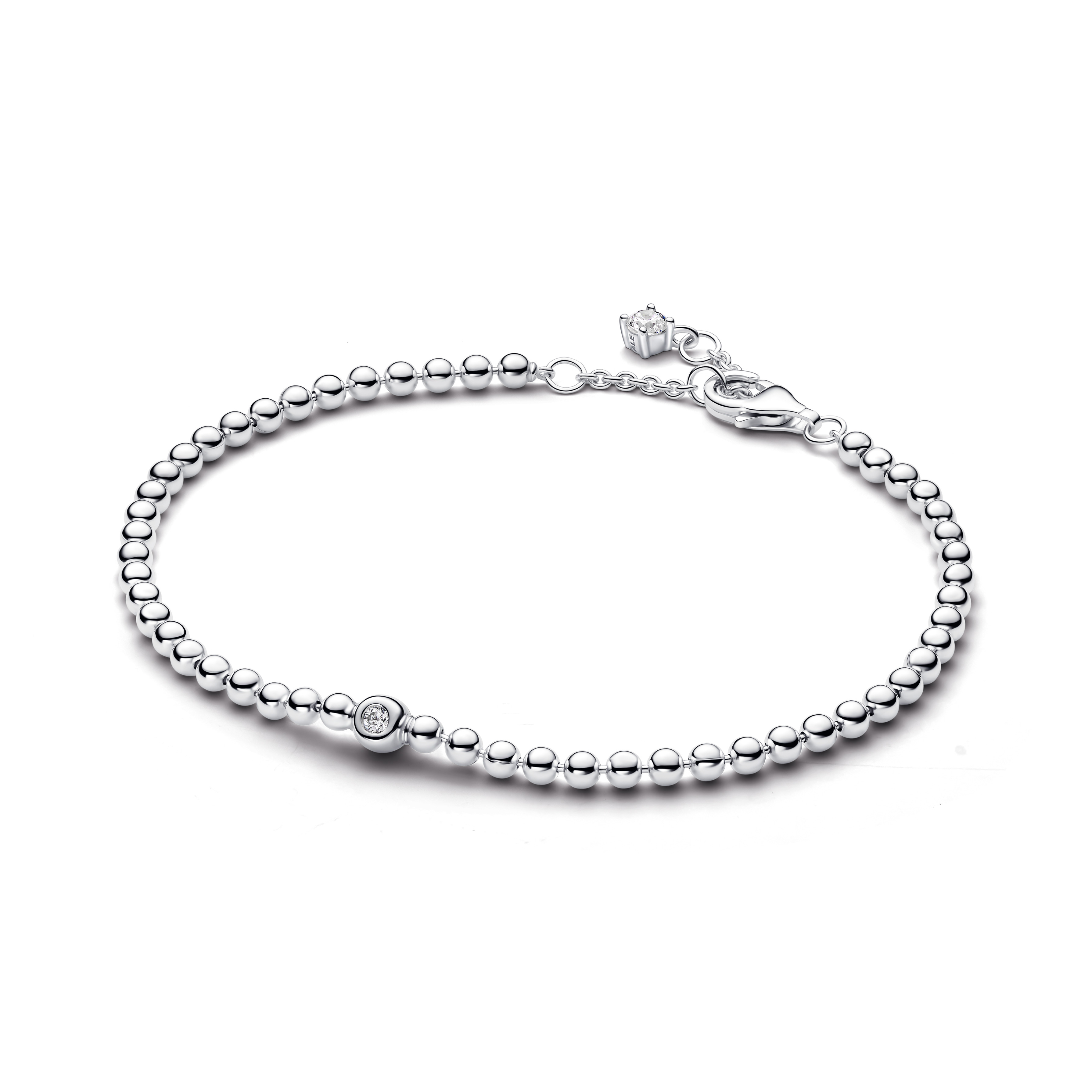 PANDORA Kettenarmband mit Kugeln & funkelndem Stein aus Sterling-Silber mit Zirkonia – 594822C01-18