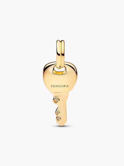 PANDORA Moments Schlüssel Charm-Anhänger mit 14k vergoldete Metalllegierung und Zirkonia, Kompatibel ME und Moments, 764347C01