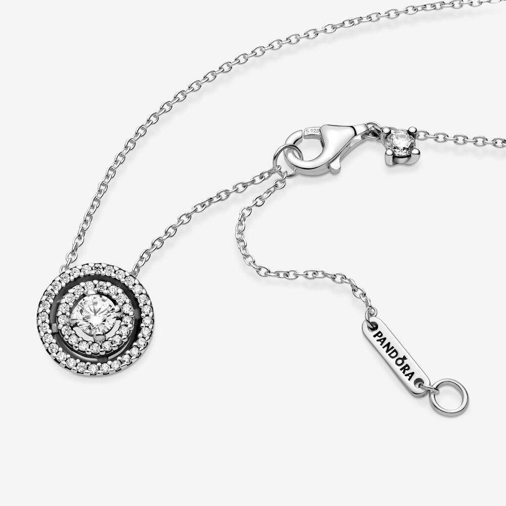 Funkelnder doppelter Kranz PANDORA Halskette 399414C01