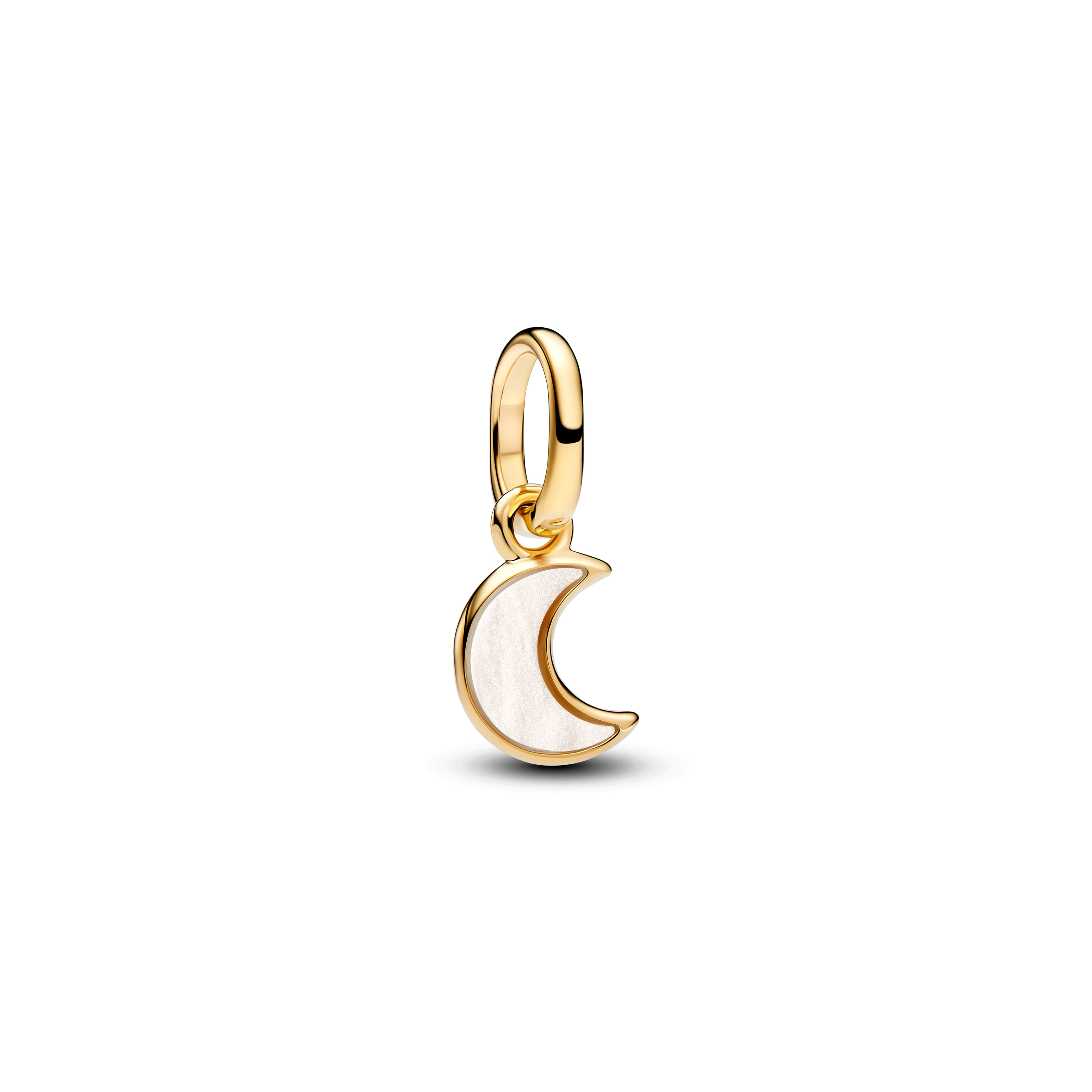 PANDORA Mini Charm-Anhänger Weißer Halbmond Goldfarben 764614C01