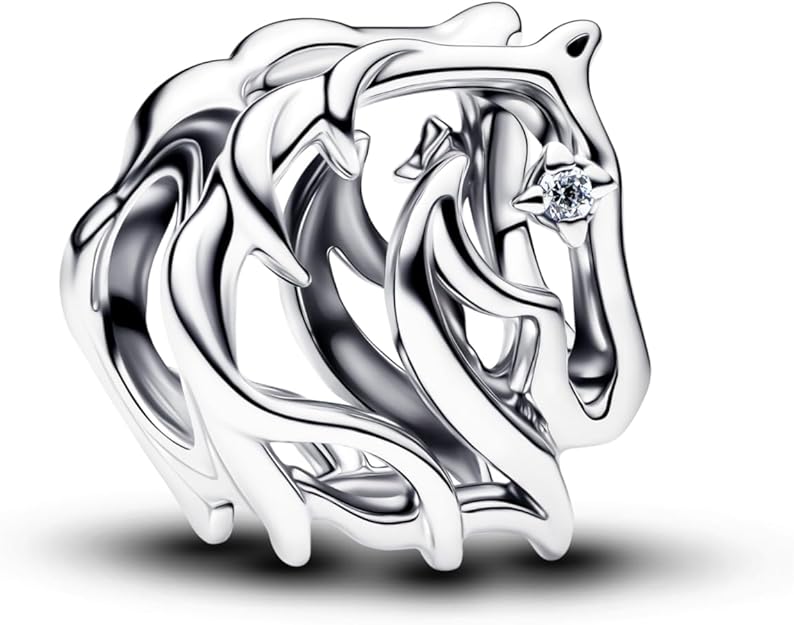 PANDORA Moments Pferd Offen gearbeitetes Charm aus Sterling Silber mit Zirkonia, Kompatibel Moments, 794430C01