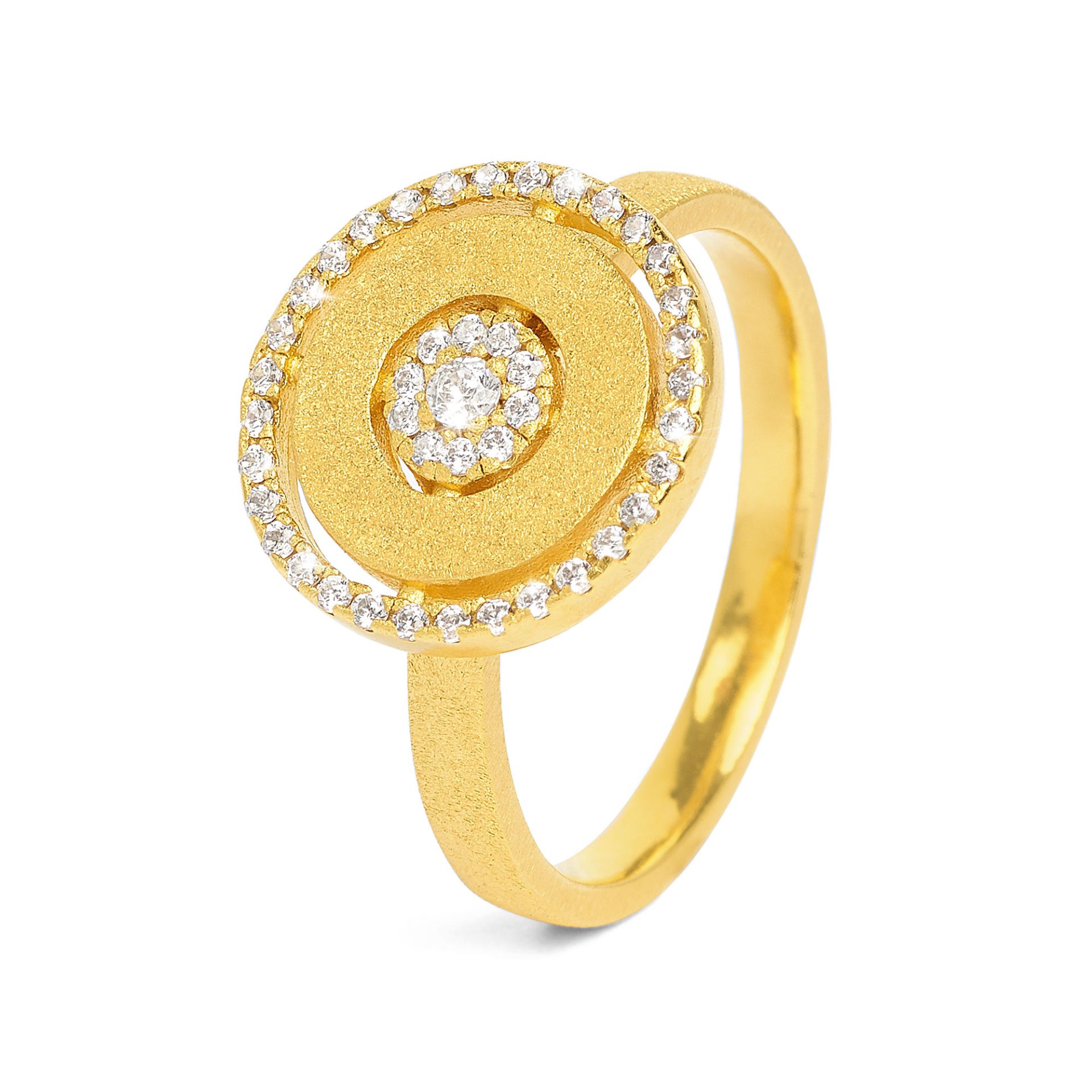 BERND WOLF Carousel Ring mit Zirkonia 24 Karat goldplattiert Größe 56 – 52208156-56