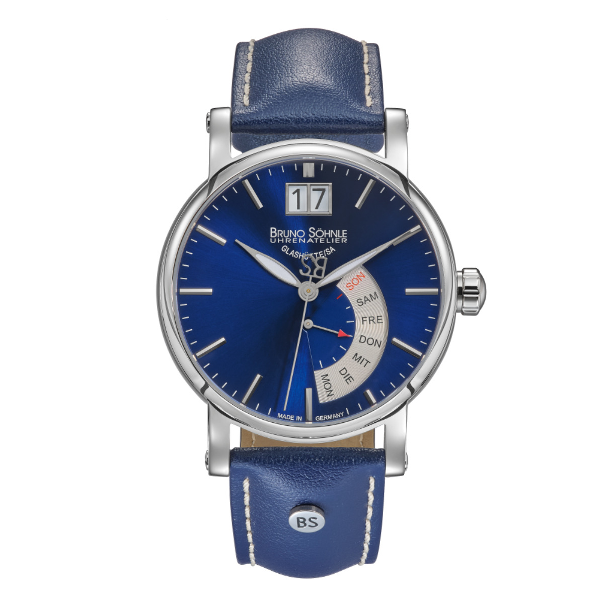 BRUNO SÖHNLE Pesaro I Herrenuhr mit blauen Lederband 17-13073-341