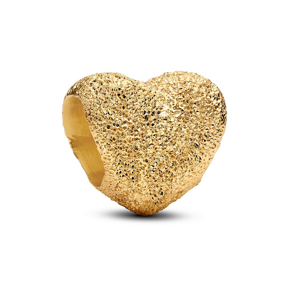 PANDORA SHINE Strukturiertes Herz Mini-Charm 14 Karat Vergoldung 764000C00
