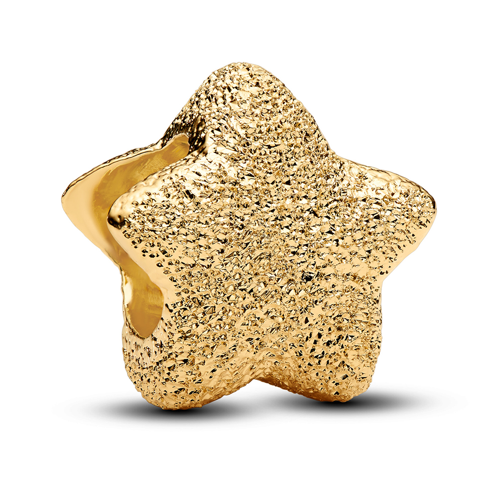 PANDORA SHINE Strukturierter Stern Mini-Charm 14 Karat Vergoldung 764050C00