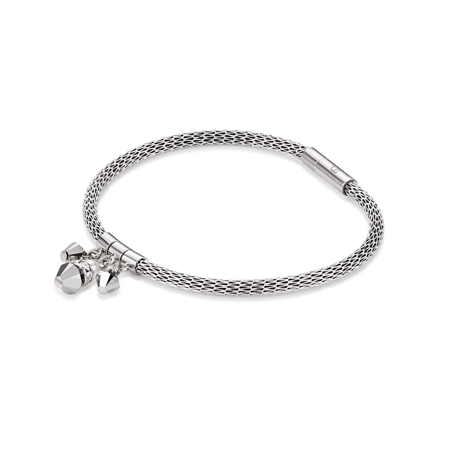 Coeur De Lion Armband Tropfen Swarovski® Kristalle & Crystal Pearl & Mesh silber 4825/31-1700