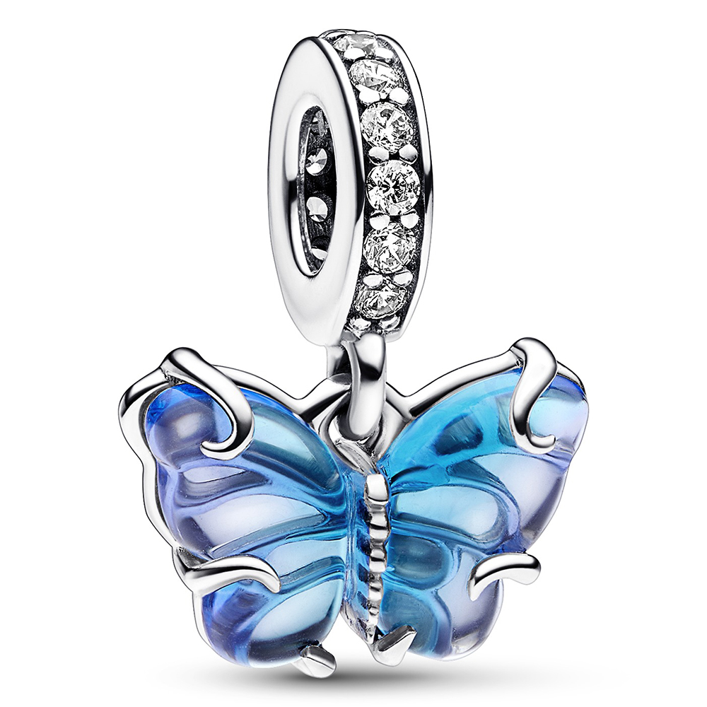 Blauer Murano-Glas Schmetterling Charm-Anhänger 792698C01