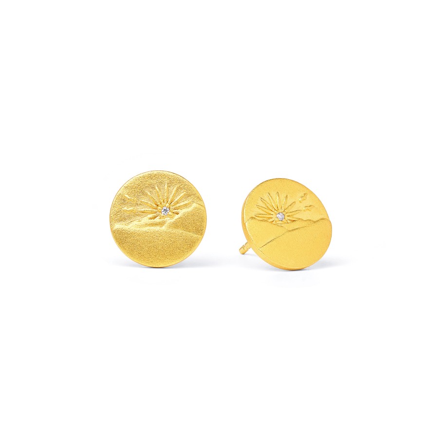BERND WOLF Bergsonne Ohrstecker mit Zirkonia 24 Karat goldplattiert – 1930018156