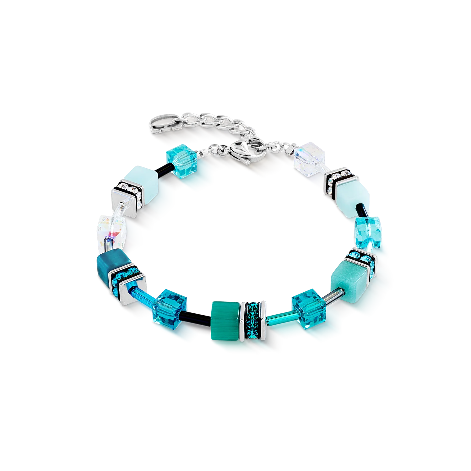 COEUR DE LION GeoCUBE® Iconic Armband Teal silber 283830.0624.0
