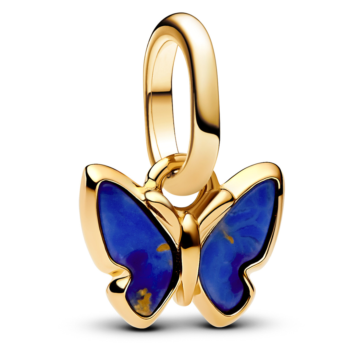Blauer Schmetterling PANDORA SHINE Mini-Charm-Anhänger 14 Karat Vergoldung 763825C01