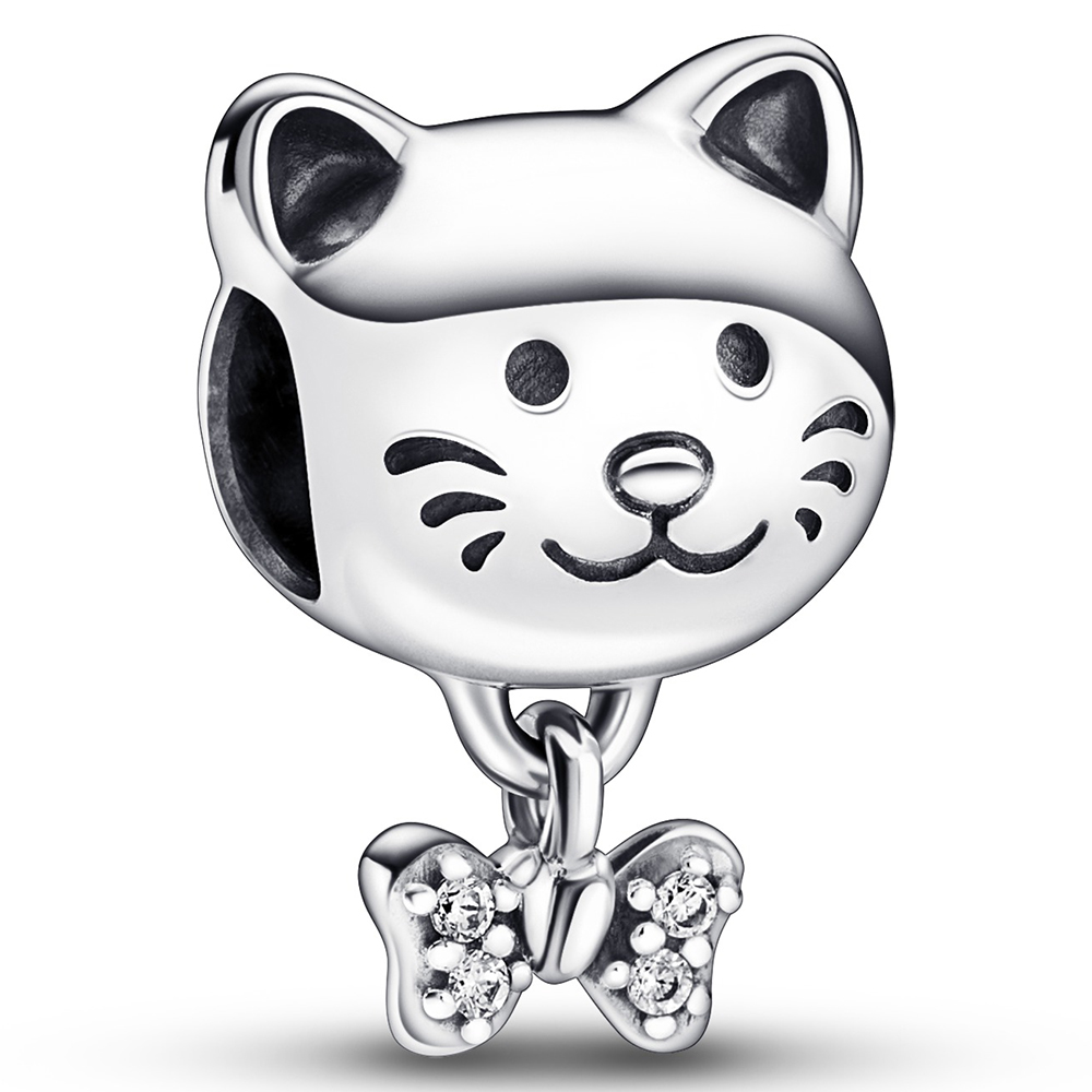 Katze und Schleife PANDORA Charm 792255C01