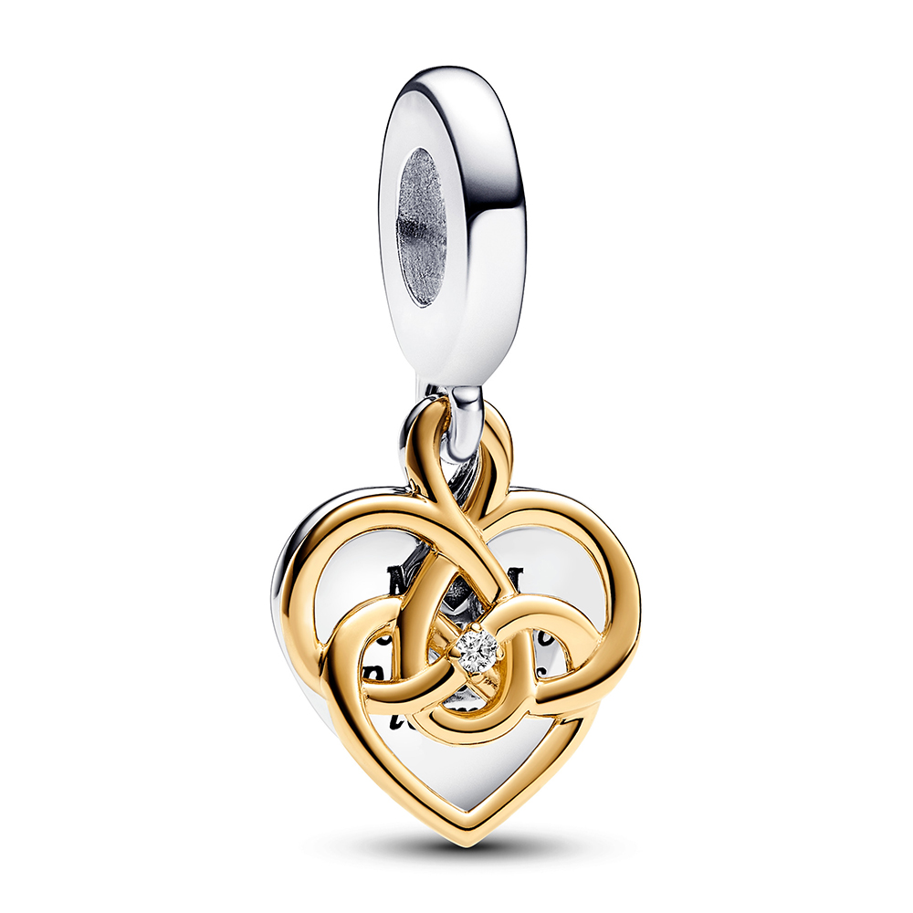 Pandora Gravierbarer Mama Doppelter Charm-Anhänger mit im Labor gezüchtetem Diamanten 763237C01