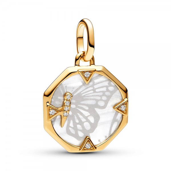 Pandora ME Perlmuttfarbener Schmetterling Medaillon-Charm 763366C01