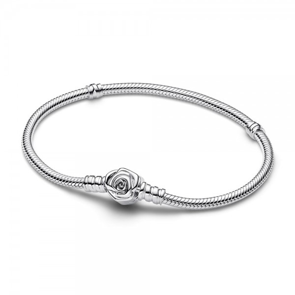 PANDORA Armband Moments Rose in Bloom Clasp Snakechain 593211C00