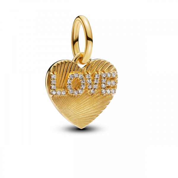 PANDORA Shine Gravierbarer Love-Herz Charm-Anhänger 763604C01