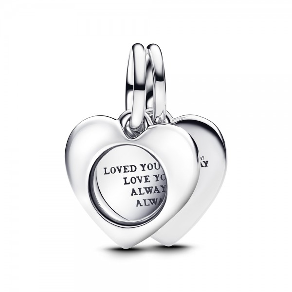 PANDORA Gravierbares Herz Lupe Doppelter Charm-Anhänger 793671C00