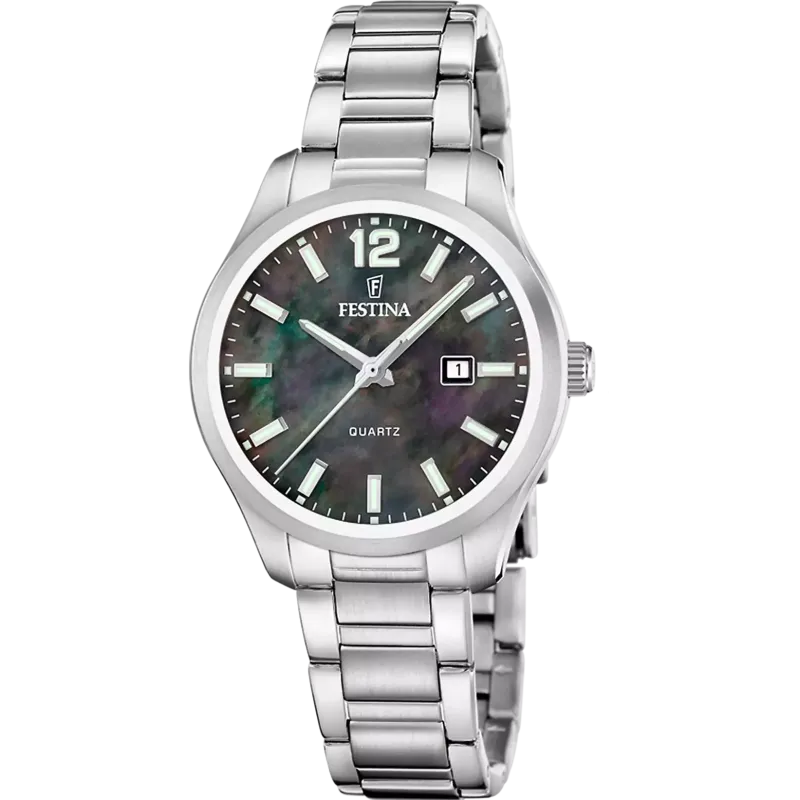 FESTINA Classic Bracelet Damenuhr mit schwarzem Perlmutt-Zifferblatt - F20737/7