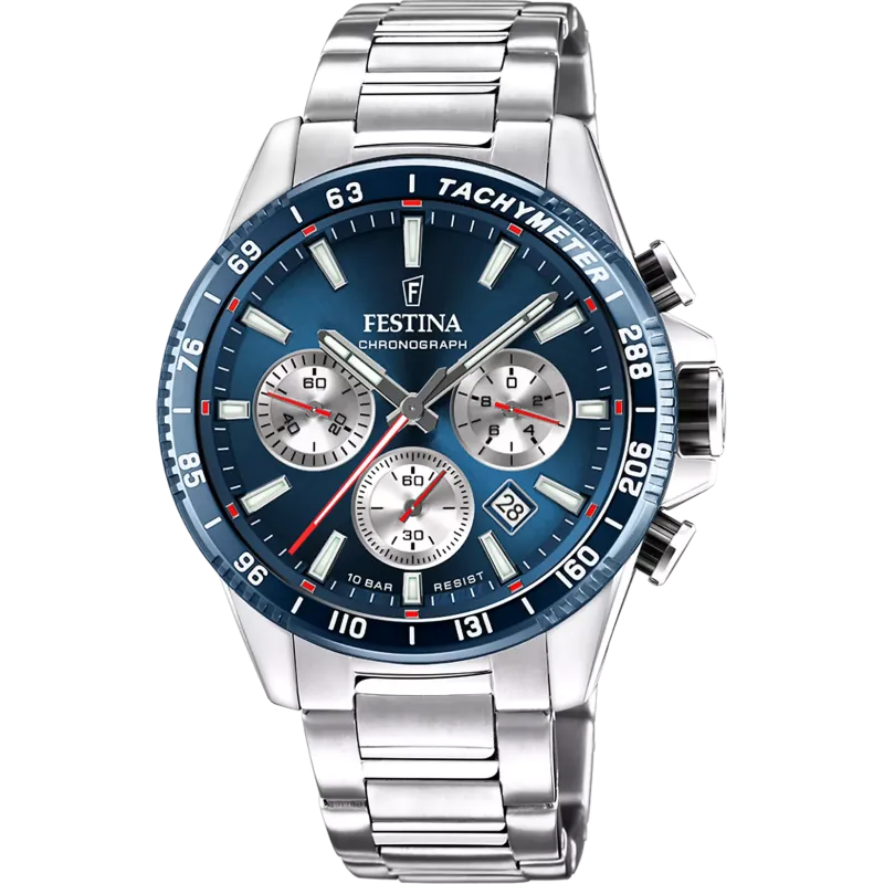 FESTINA Timeless Chronograph Herrenuhr Blau Edelstahl - F20560/2