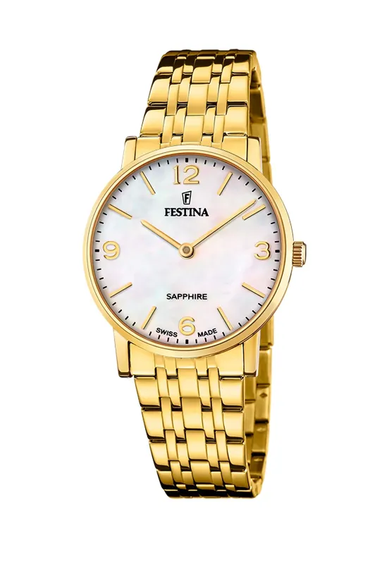 FESTINA Swiss Damenuhr Gold mit weißem Zifferblatt - F20048/2