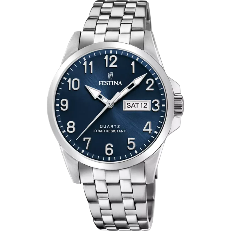 FESTINA Classic Bracelet Herrenuhr Blau mit Edelstahlarmband - F20357/C