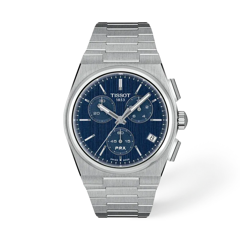 TISSOT PRX 41 mm Chronograph Blau Edelstahl - T1374171104100
