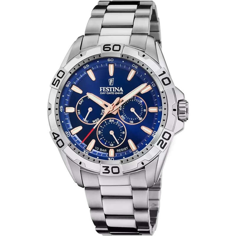 FESTINA Multifunction Herrenuhr Blau mit Edelstahlarmband - F20623/2