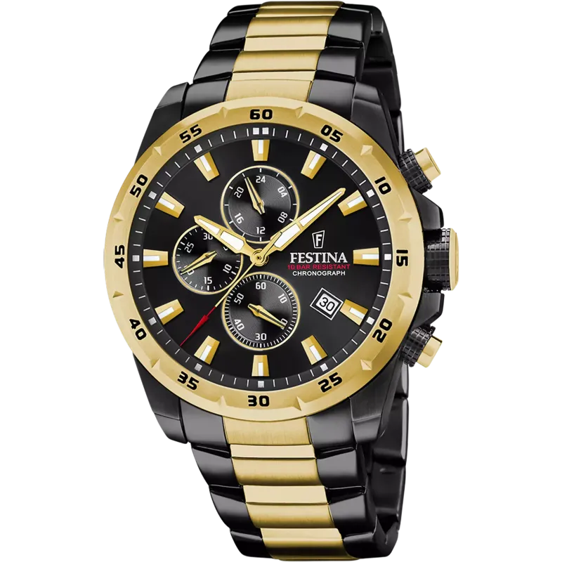 FESTINA Chrono Sport Chronograph Herrenuhr Schwarz PVD - F20563/1