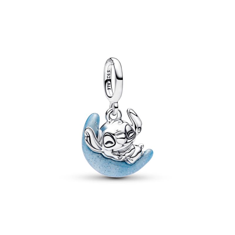 PANDORA Charm-Anhänger Disney Stitch Mond Glow-in-the-Dark Silber Blau - 795022C01