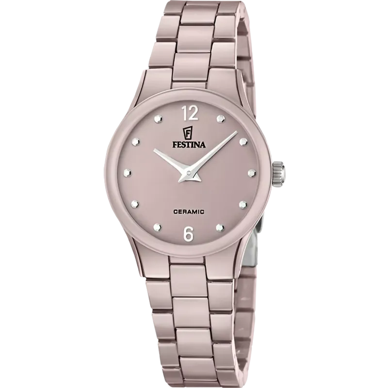 FESTINA Ceramic Damenuhr Beige mit Keramikarmband - F20751/4
