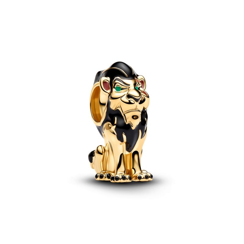 PANDORA Disney Villains Scar Charm 14 Karat vergoldet mit brauner Emaille – 764330C01