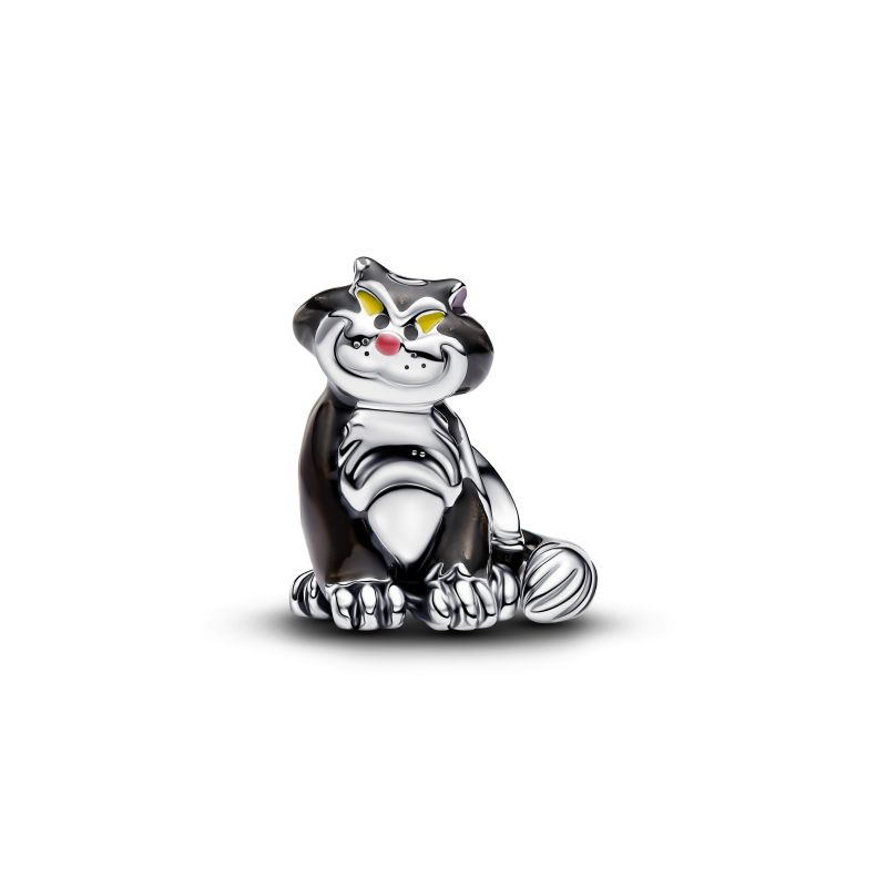 PANDORA Disney Villains Lucifer Charm aus Sterling-Silber mit schwarzer Emaille – 794741C01
