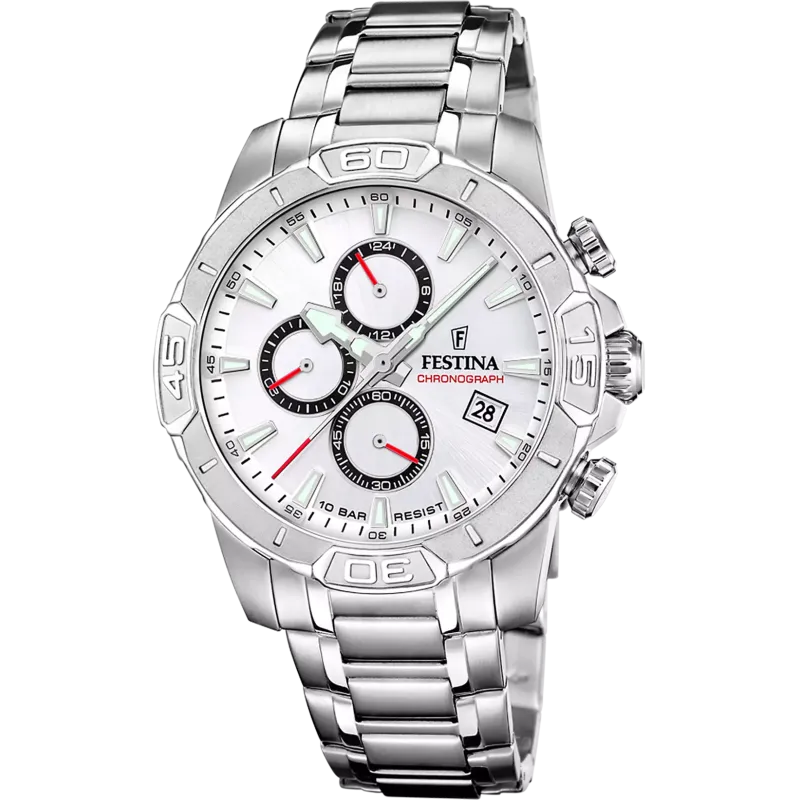 FESTINA Timeless Chronograph Herrenuhr Silber Edelstahl - F20704/1