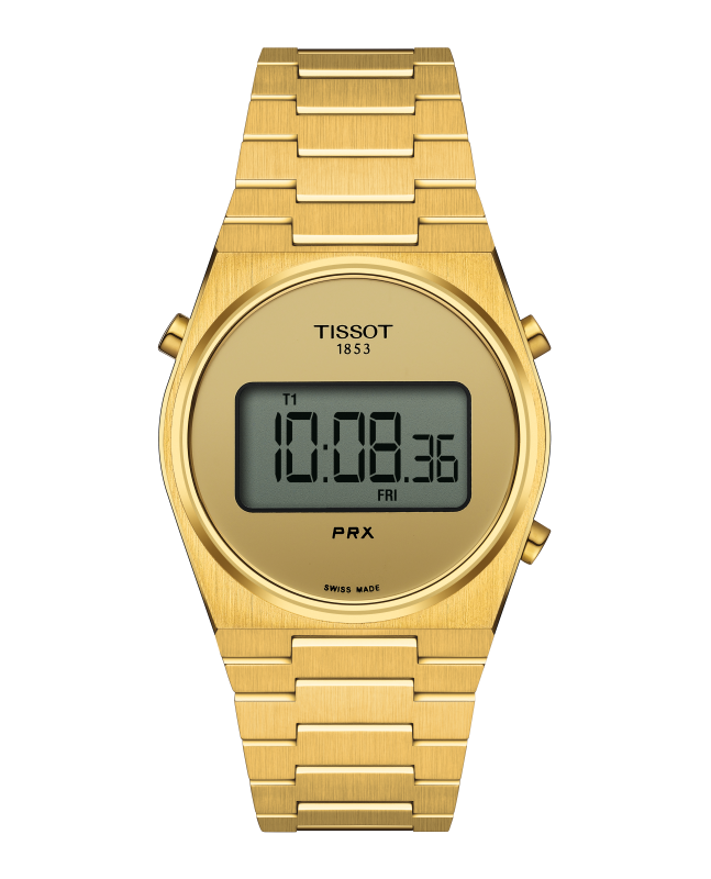 Tissot PRX Digital 35 mm Quarz-Multifunktionsuhr Gold mit goldfarbenem Edelstahlarmband – T137.263.33.020.00