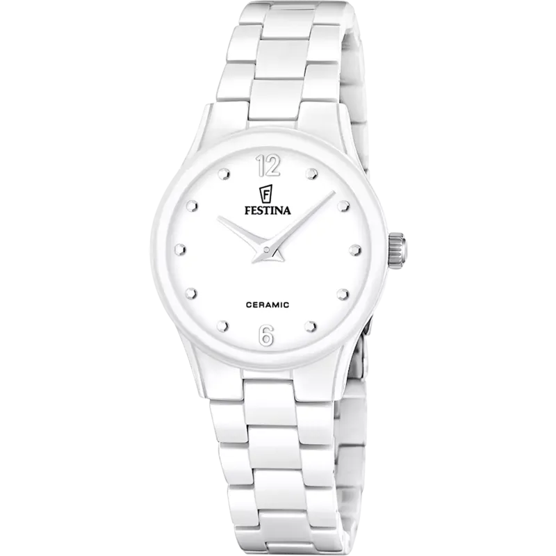 FESTINA Ceramic Damenuhr Weiß mit Keramikarmband - F20751/1