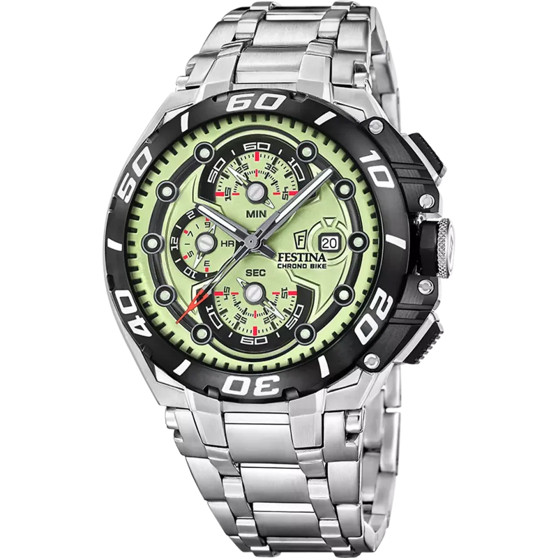 FESTINA Chrono Bike Chronograph Herrenuhr Grün Edelstahl - F20754/3