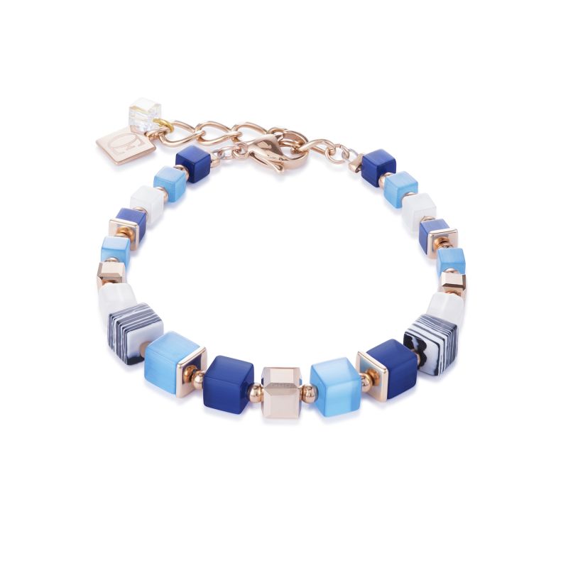COEUR DE LION GeoCUBE Armband Türkis-Blau Roségold - 4963/30-0706