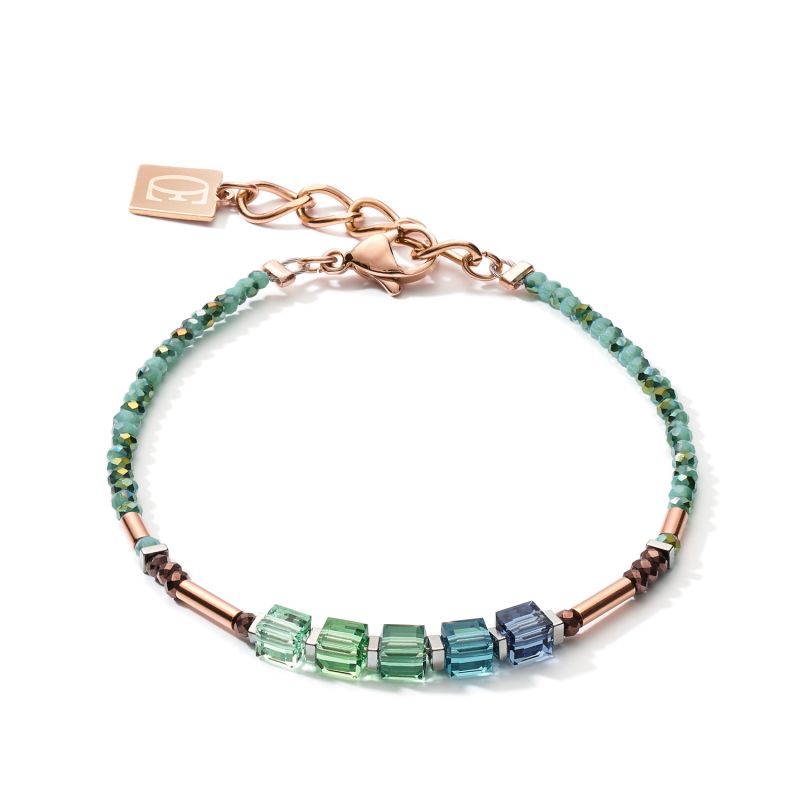 COEUR DE LION Shades of Green-Petrol Armband Roségold - 5027/30-0537