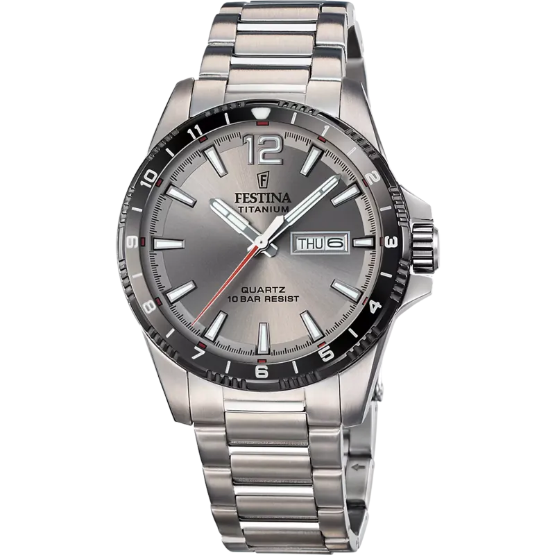 FESTINA Titanium Herrenuhr Grau mit Titanarmband - F20698/1