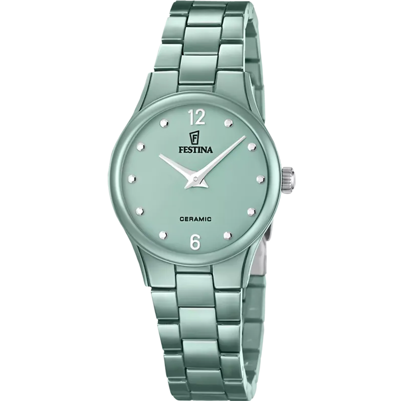 FESTINA Ceramic Damenuhr Grün mit Keramikarmband - F20751/3