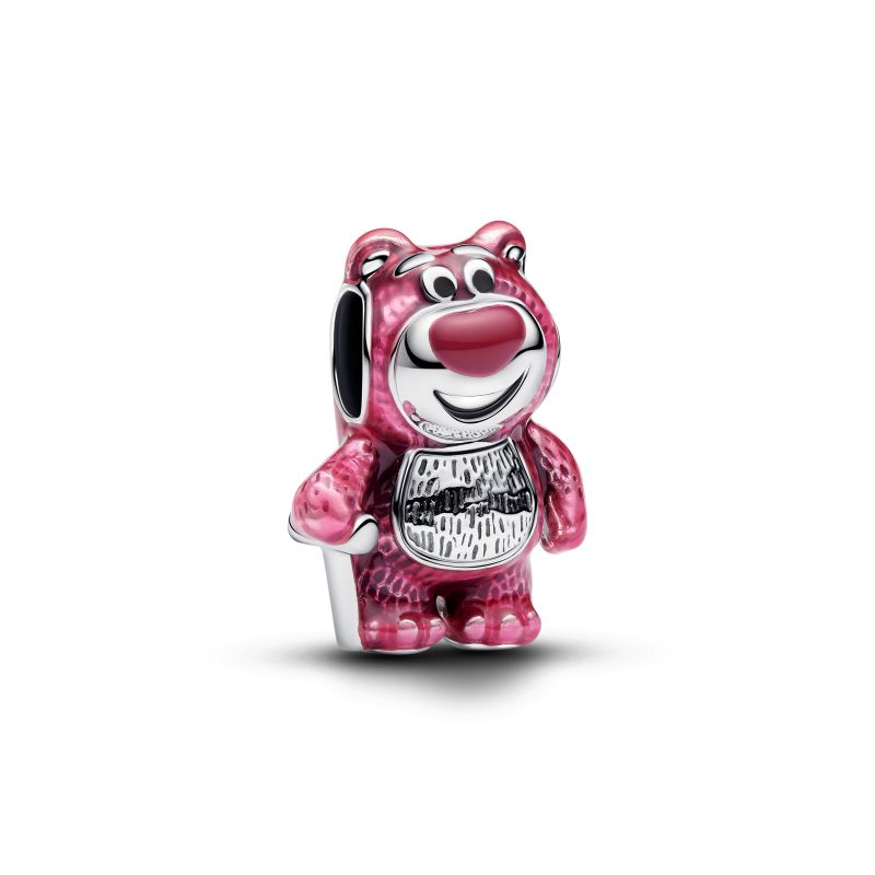 PANDORA Disney Pixar Villains Lotso Bär Duft-Charm aus Sterling-Silber mit pinkfarbener Emaille – 794740C01