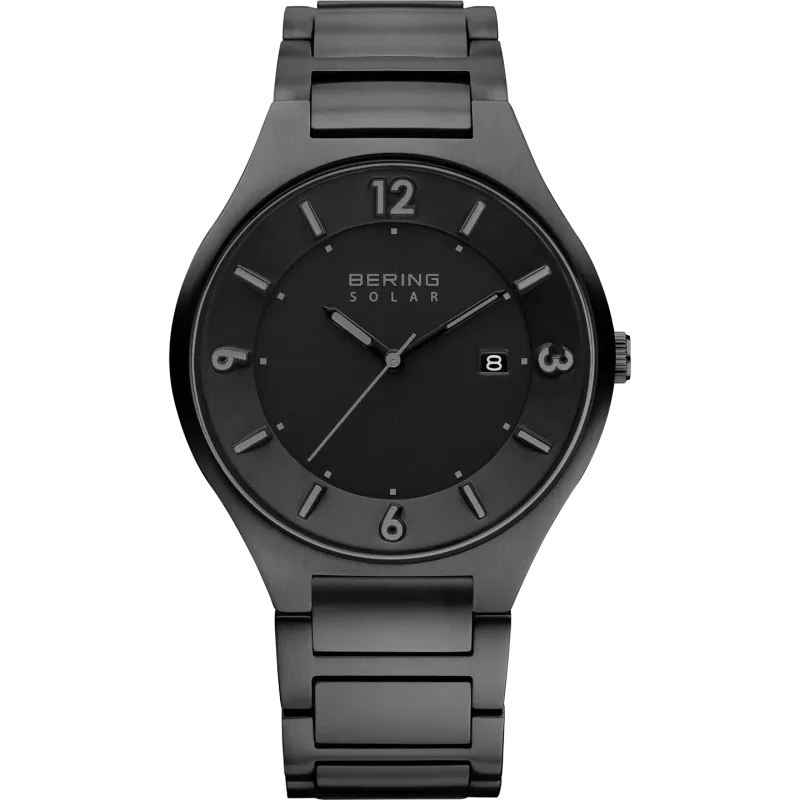 BERING Solar Herrenuhr Schwarz mit Edelstahlarmband - 14440-722