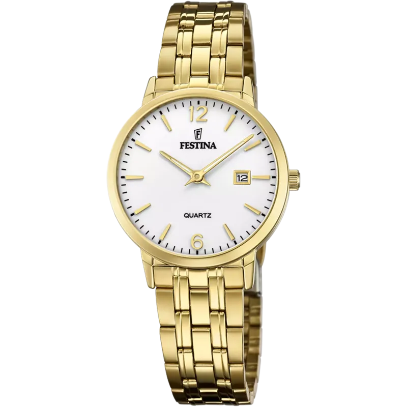 FESTINA Classic Bracelet Damenuhr Gold mit weißem Zifferblatt - F20514/2